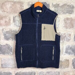 Telluride Clothing Co‎ Mens Large Navy Blue Sherpa Fleece Full Zip Vest Outdoor